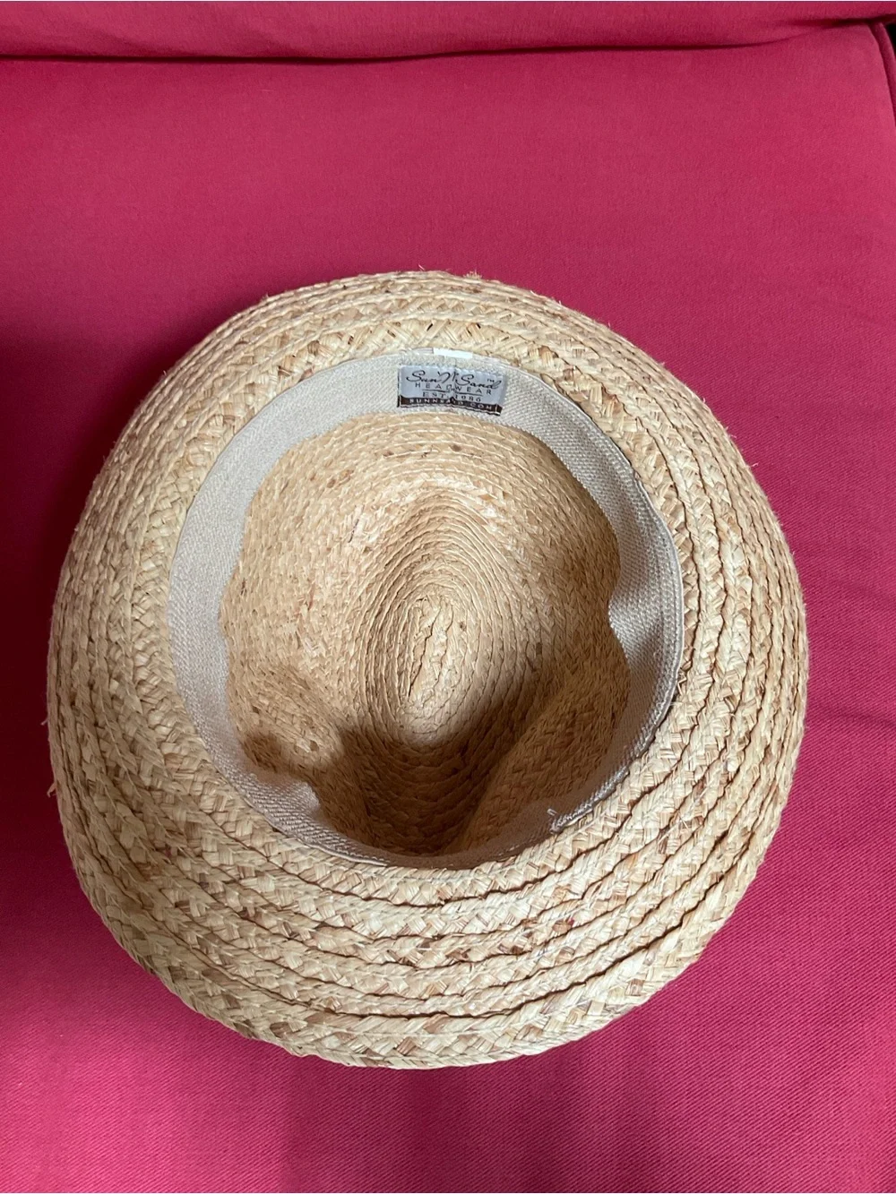 Sun and Sand - Straw Fedora Hat with Orange-Red Stripe Band